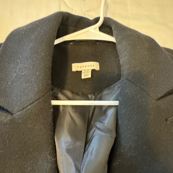 Topshop Black Double-Breasted Men's Pea Coat - Picture 2 of 3